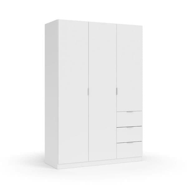 Cairo Artic White Compact 3 Door 3 Drawer Space-Saving 135cm Wardrobe LCX353O - 3204