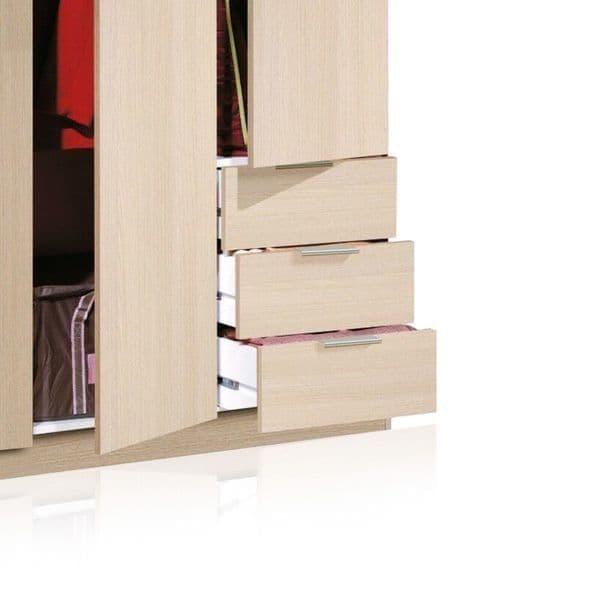 Cairo Oak Effect Compact 3 Door 3 Drawer Space-Saving Wardrobe LCX323R - 3203