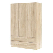 Cairo Oak Effect Compact 3 Door 4 Drawer Space-Saving 135cm Wardrobe LCX453F - 3206
