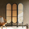 Cane Rattan Room Divider/ Screen, Oak-Weilai Concept-Weilai Concept