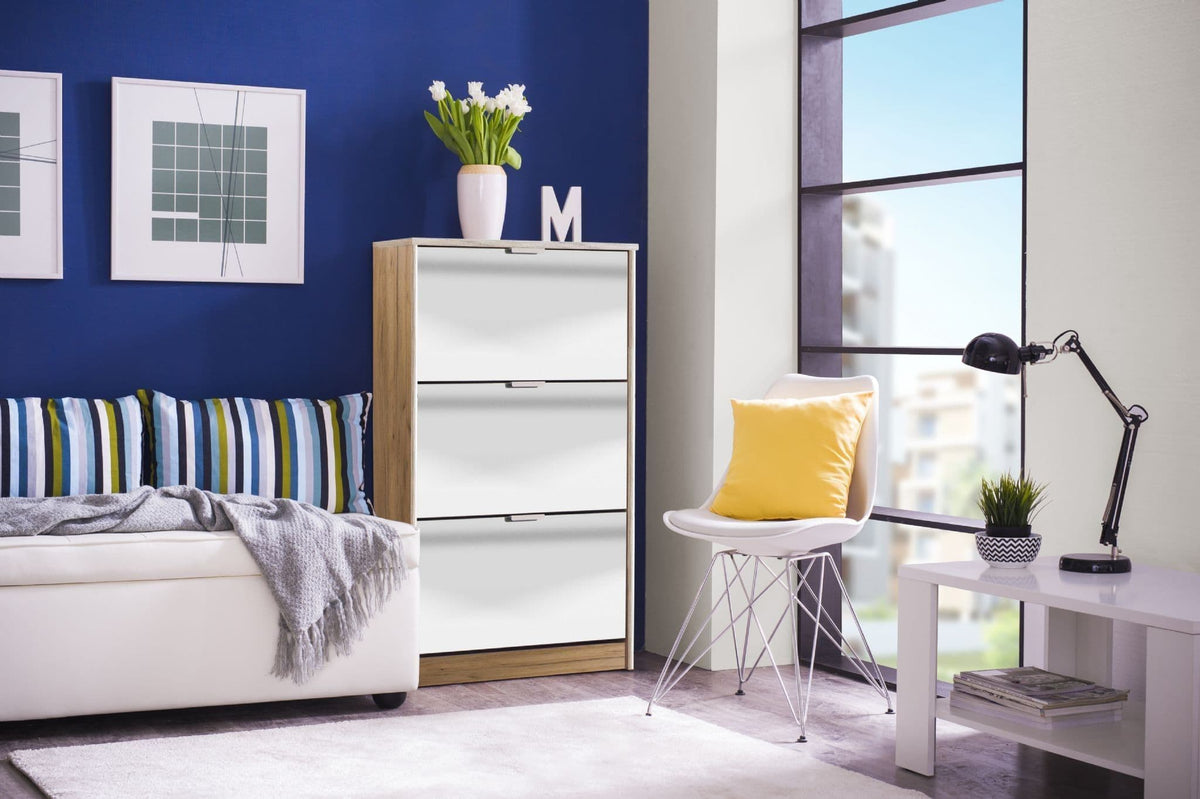 Carrera Mirrored and Oak Effect 3 Drawer Shoe Cabinet 11008519