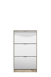 Carrera Mirrored and Oak Effect 3 Drawer Shoe Cabinet 11008519