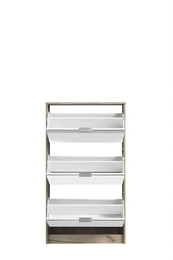 Carrera Mirrored and Oak Effect 3 Drawer Shoe Cabinet 11008519