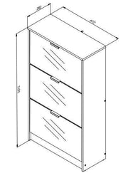 Carrera Mirrored and Oak Effect 3 Drawer Shoe Cabinet 11008519