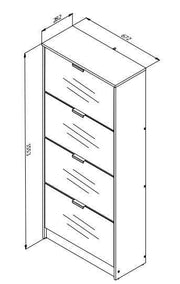 Carrera Mirrored and Oak Effect Tall 4 Drawer Shoe Cabinet 11008541