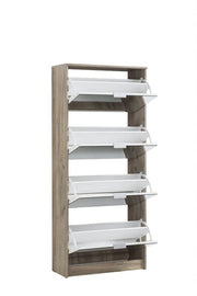 Carrera Mirrored and Oak Effect Tall 4 Drawer Shoe Cabinet 11008541