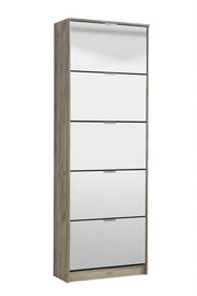 Carrera Mirrored and Oak Effect Tall 5 Drawer Shoe Cabinet 11008552
