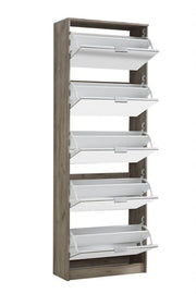 Carrera Mirrored and Oak Effect Tall 5 Drawer Shoe Cabinet 11008552