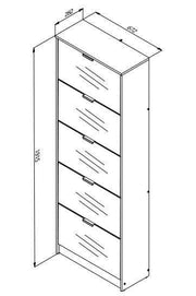 Carrera Mirrored and Oak Effect Tall 5 Drawer Shoe Cabinet 11008552