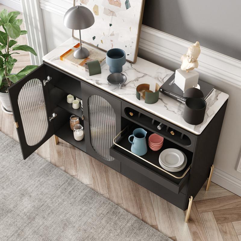 CASA Sideboard, Black in a lifestyle setting with marble top sideboard