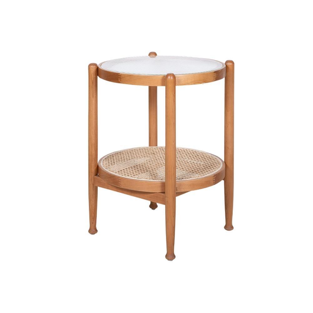 Cement Round Side Table, Glass-Weilai Concept-Weilai Concept