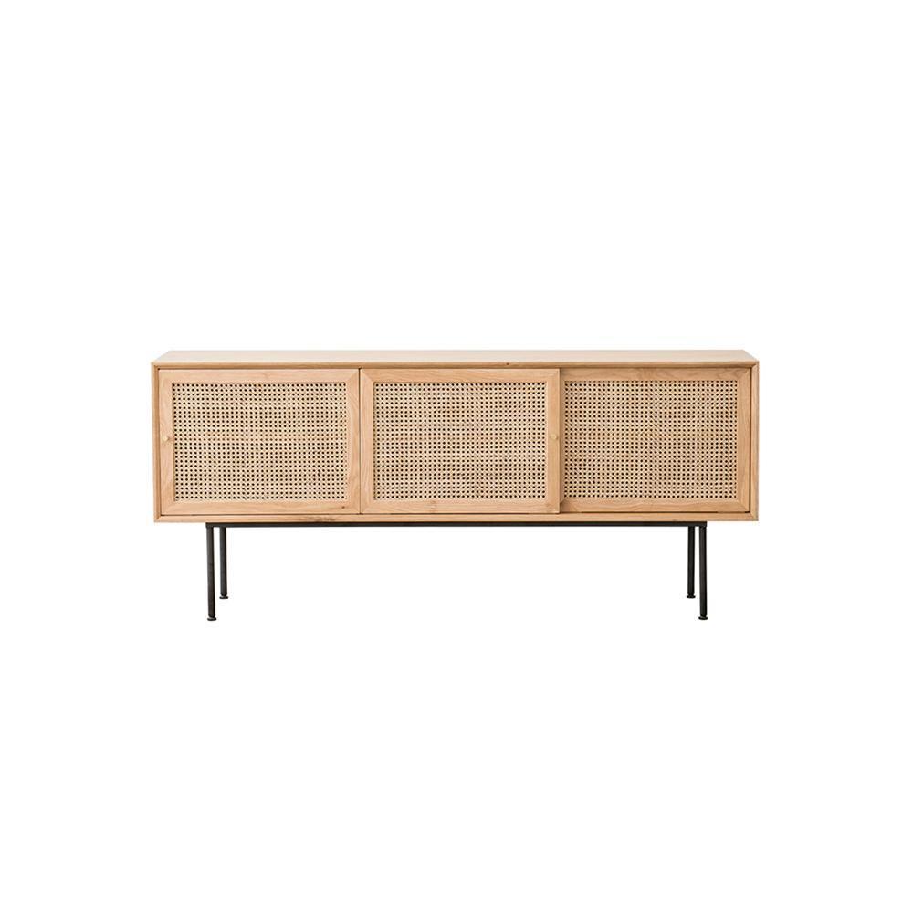 Cement Sideboard / TV Stand, Light Oak, side view of oak sideboard discount