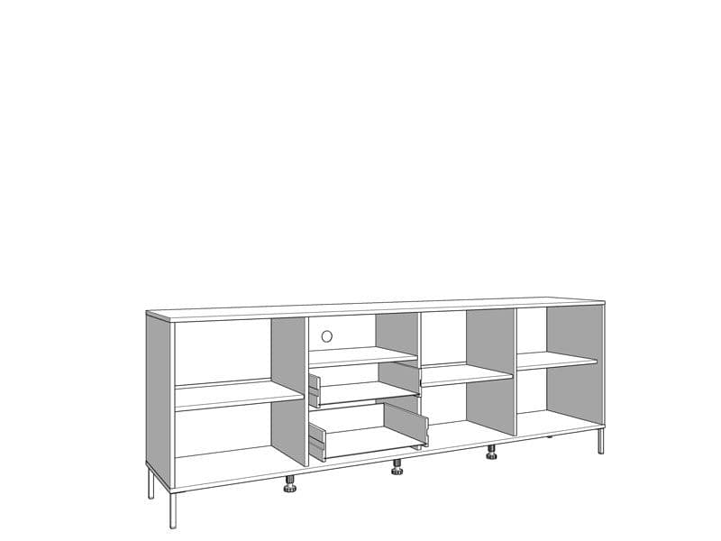 Clifton Slatted Artisan Oak Effect And Black TV Unit - 11013530