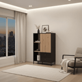 Clifton Slatted Artisan Oak Effect Black Low Display Cabinet 11013545