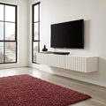 Como White Slat Effect Wall Mounted Floating Large Wide TV Entertainment Unit - 11014663