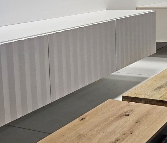 Como White Slat Effect Wall Mounted Floating Large Wide TV Entertainment Unit - 11014663