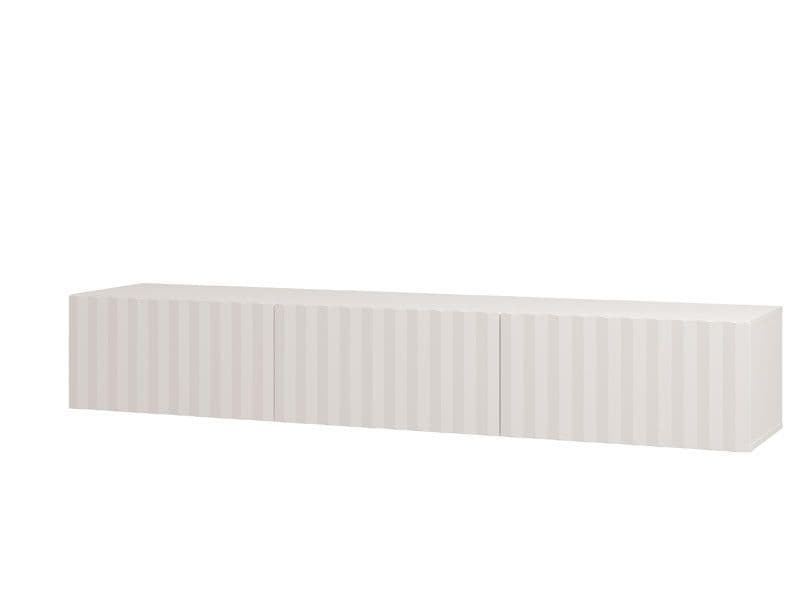 Como White Slat Effect Wall Mounted Floating Large Wide TV Entertainment Unit - 11014663