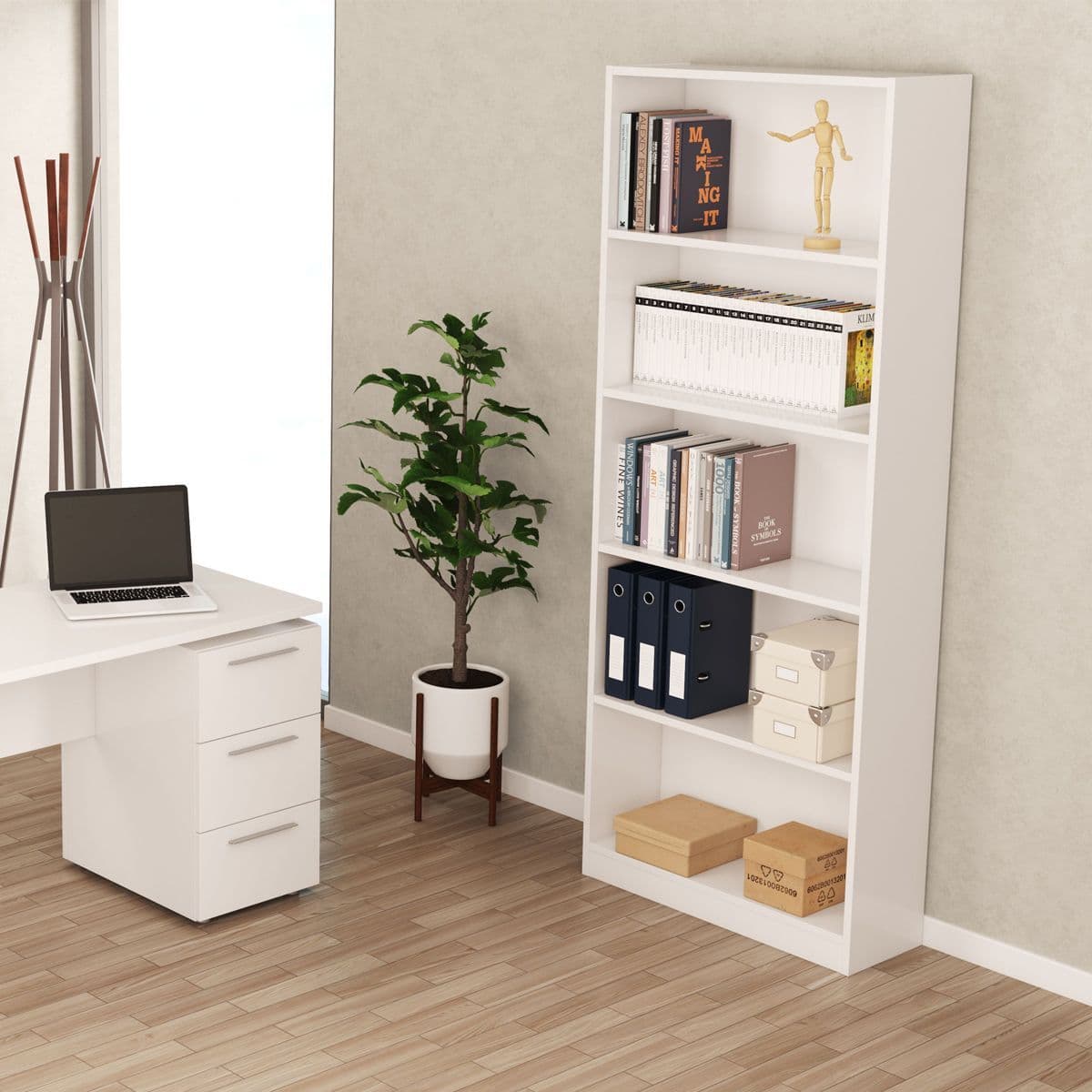 Cordoba Large Artic White Bookcase Bookshelf - 3291