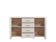 Dariqon Cashmere And Oak Effect 154cm 2 Door 4 Drawer Sideboard - 11014454