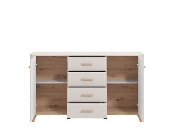 Dariqon Cashmere And Oak Effect 154cm 2 Door 4 Drawer Sideboard - 11014454