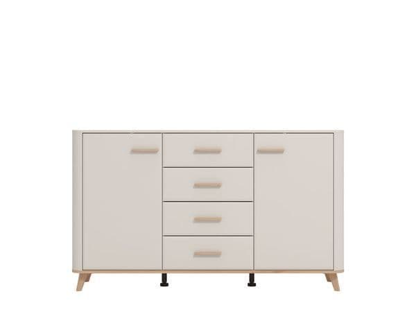 Dariqon Cashmere And Oak Effect 154cm 2 Door 4 Drawer Sideboard - 11014454