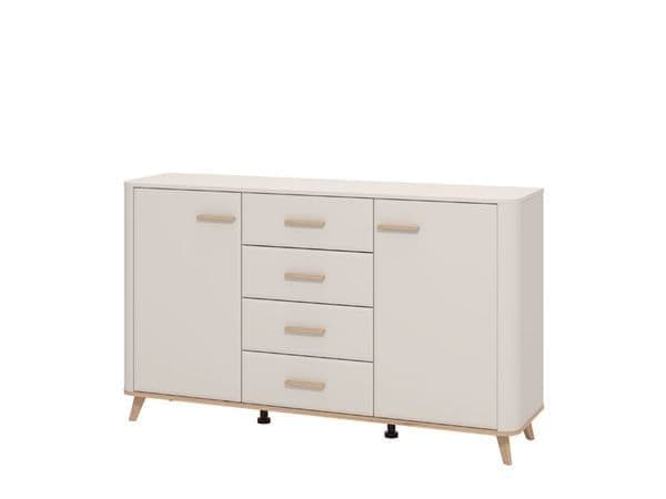 Dariqon Cashmere And Oak Effect 154cm 2 Door 4 Drawer Sideboard - 11014454