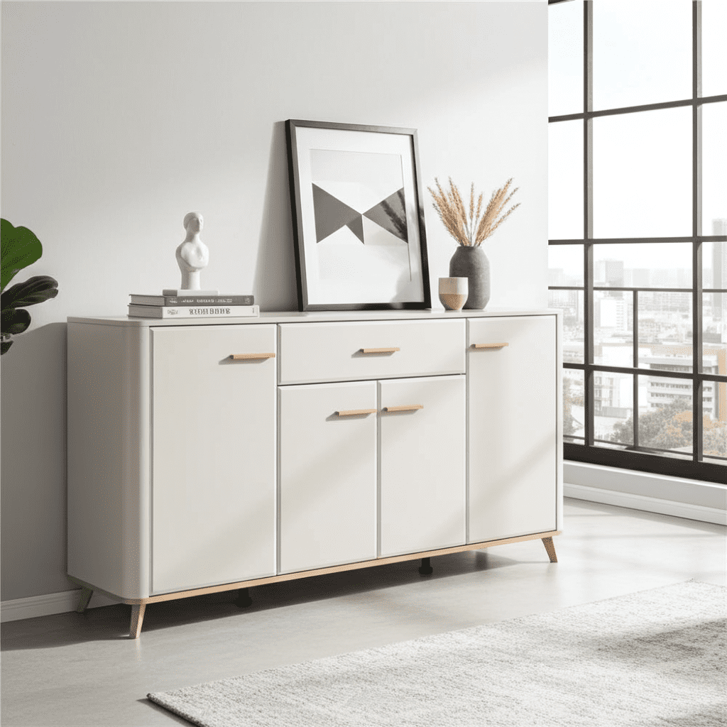 Dariqon Cashmere And Oak Effect 180cm 4 Door Sideboard - 11014491