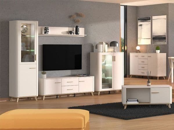 Dariqon Cashmere And Oak Effect Low 2 Door Display Cabinet - 11014452