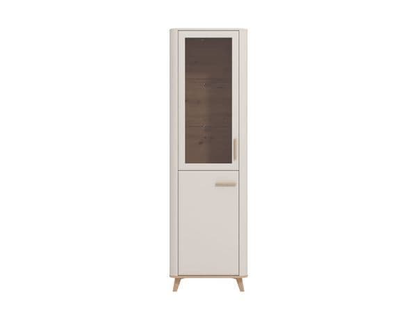 Dariqon Cashmere And Oak Effect Tall Slim 2 Door Display Cabinet - 11014451