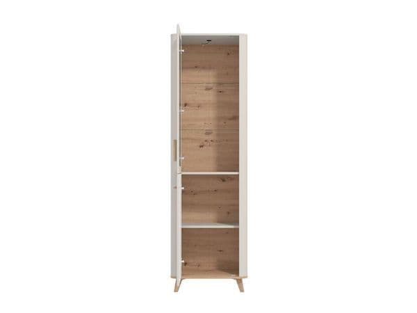 Dariqon Cashmere And Oak Effect Tall Slim 2 Door Display Cabinet - 11014451