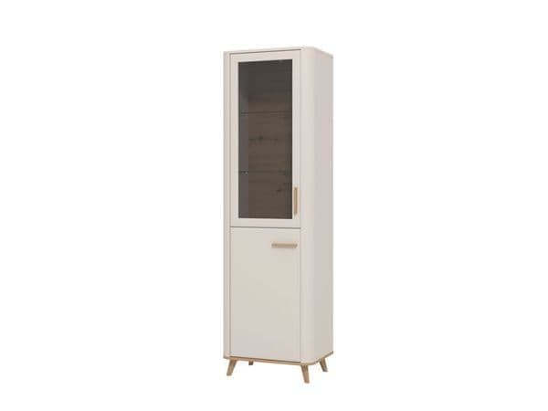 Dariqon Cashmere And Oak Effect Tall Slim 2 Door Display Cabinet - 11014451