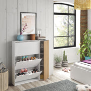 Dempsey Natural Oak Effect and White Large Shoe Cabinet - 3240