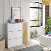 Dempsey Natural Oak Effect and White Large Shoe Cabinet - 3240