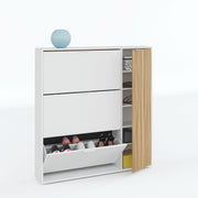 Dempsey Natural Oak Effect and White Large Shoe Cabinet - 3240