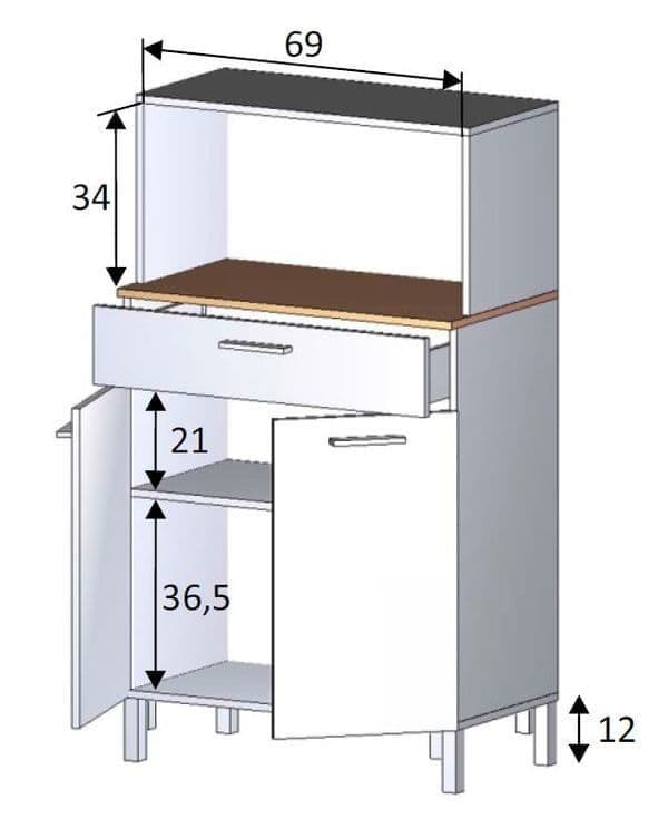 Denby White And Oak 2 Door Utility Kitchen Cupboard - 3032