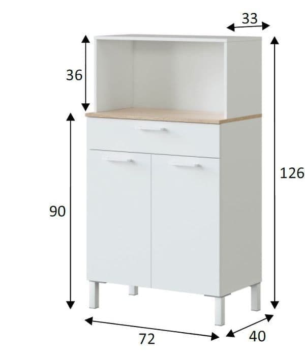 Denby White And Oak 2 Door Utility Kitchen Cupboard - 3032