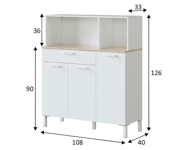 Denby White And Oak 3 Door Utility Kitchen Cupboard – 3031