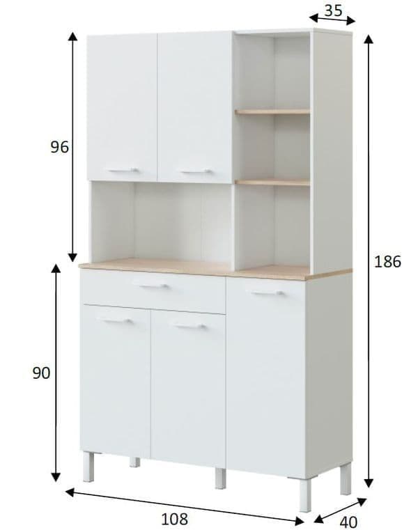 Denby White And Oak 5 Door Utility Kitchen Cupboard – 3077