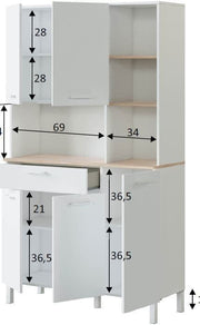 Denby White And Oak 5 Door Utility Kitchen Cupboard – 3077