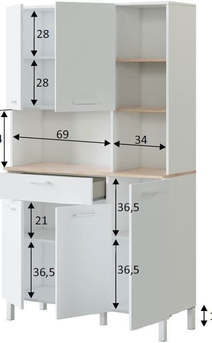 Denby White And Oak 5 Door Utility Kitchen Cupboard – 3077