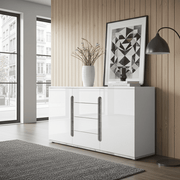 Elise White High Gloss And Grey 2 Door / 4 Drawer Sideboard T46- 3020
