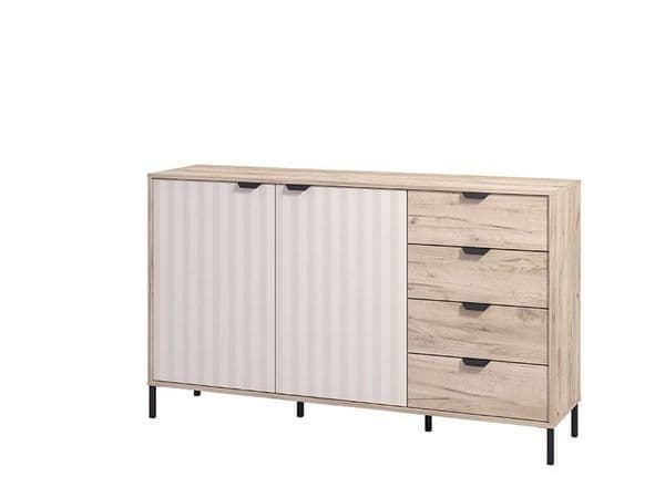 Evandria Grey Oak Effect And Cashmere Slatted Sideboard - 3445