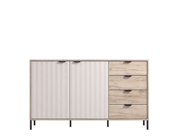 Evandria Grey Oak Effect And Cashmere Slatted Sideboard - 3445