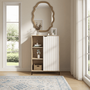Evandria Grey Oak Effect Cashmere Slatted Short Sideboard - 11013843