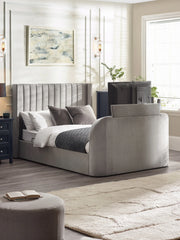 Gray upholstered TV bed Iconic abode