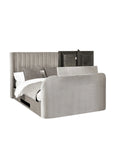 Gray upholstered TV bed Iconic abode