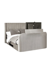Gray upholstered TV bed Iconic abode