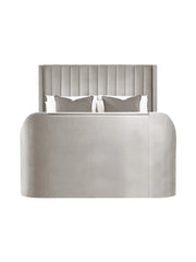 Gray upholstered TV bed Iconic abode