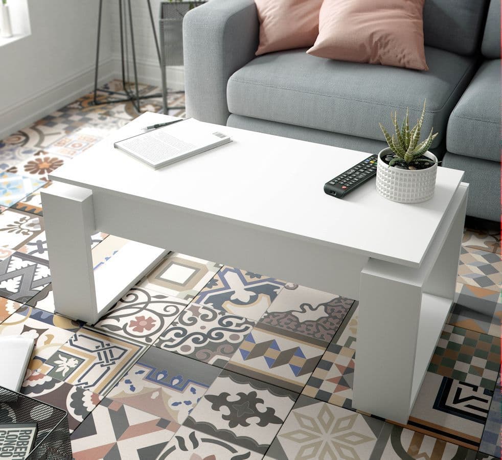 Felix White Coffee Table with Lift up Storage - 3082