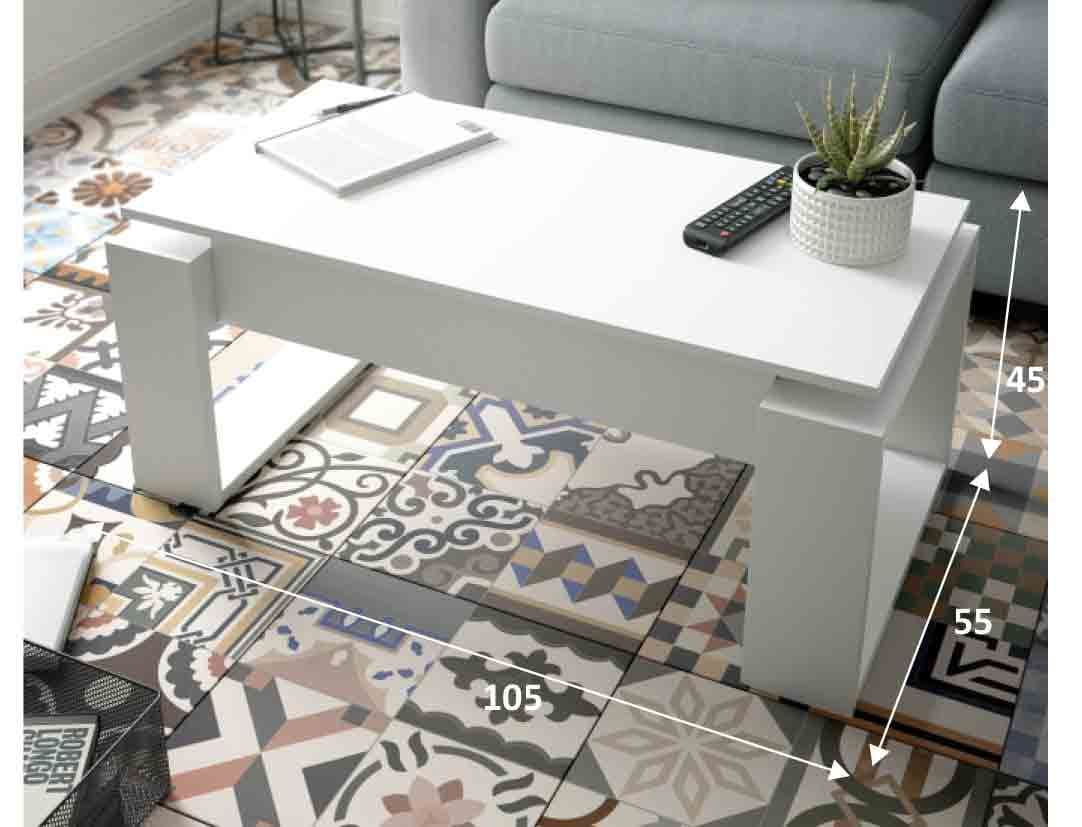 Felix White Coffee Table with Lift up Storage - 3082